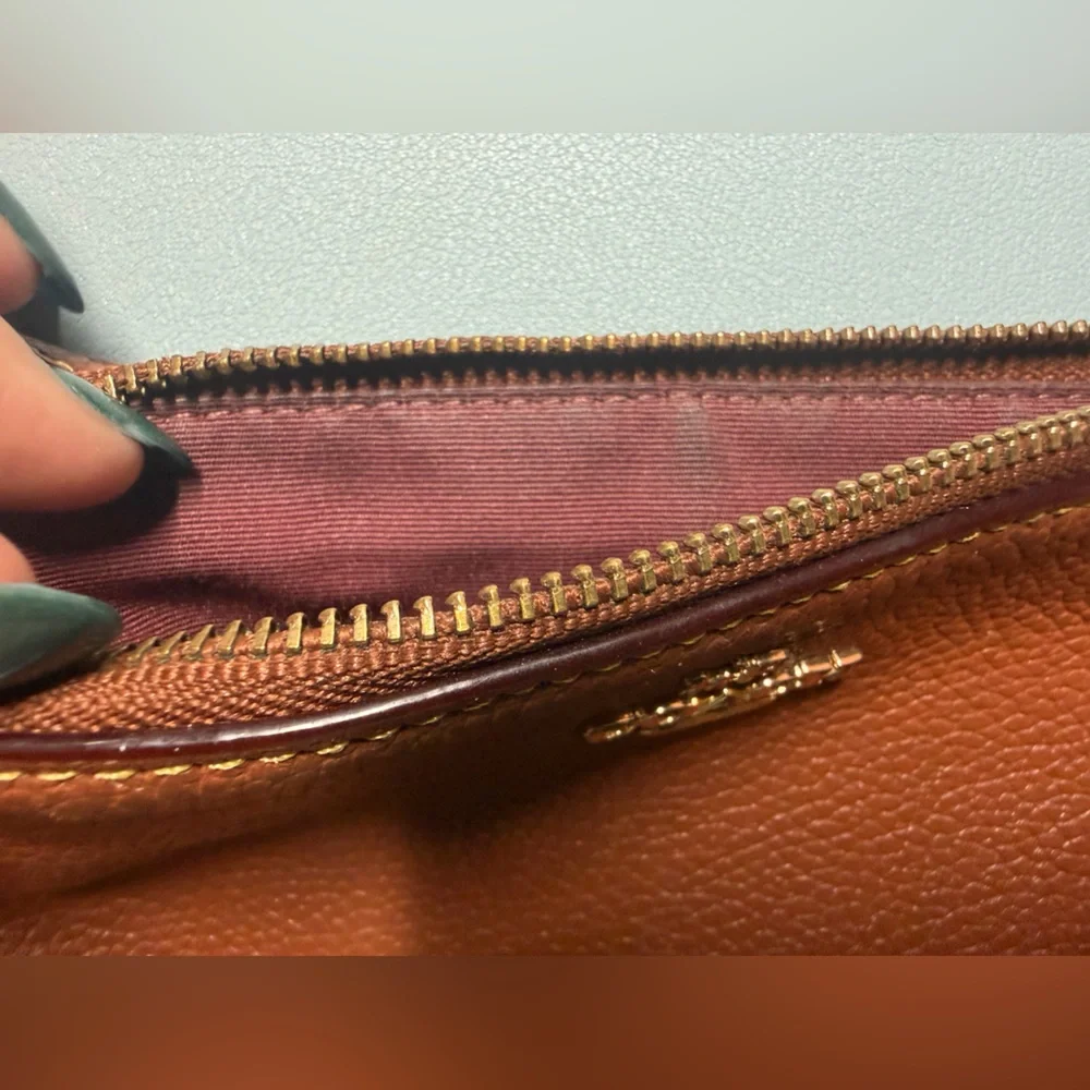 Coach Tan Leather Zip Wristlet - Picture 6 of 9